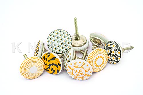 Xfer Keramikknauf für Türen, Schubladen, Schrank, Schubladen, etc., Vintage-Look, goldgelb, 10 Stück von KNOBSWORLD