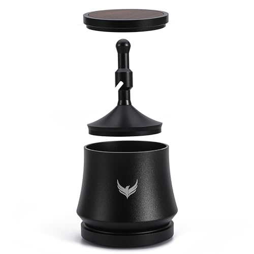 KNODOS Magnetischer Blindschüttler mit Walnuss-Deckel, Premium-Espresso-Shaker aus eloxiertem Aluminium für 54 mm und 51 mm Siebträger, Dosierbecher für Kaffeesatzverteilung von KNODOS