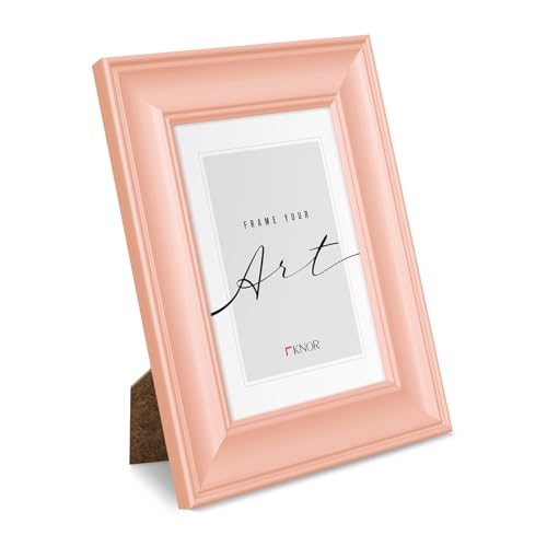 KNOR Bilderrahmen, Klassisches Design, Holzrahmen mit Standstütze (Rosa, 15x21 cm) von KNOR
