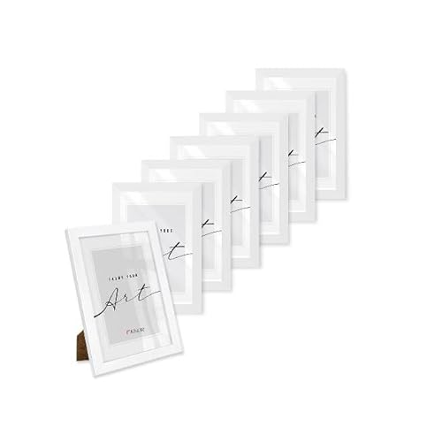 KNOR Bilderrahmen 15x21 cm WEIß, 7er Set Posterrahmen, Bilderrahmen, Fotorahmen DIN A5, bruchsicheres Acrylglas, Picture Frame 15x21, zum Aufhängen & Aufstellen, Kunststoffrahmen von KNOR