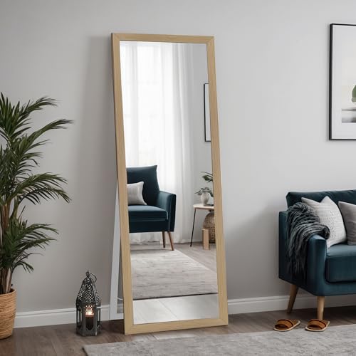KNOR Ganzkörperspiegel Standspiegel für Badezimmer Wohnzimmer Schlafzimmer 2-in-1 (Eiche) von KNOR