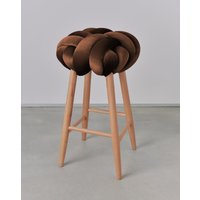 Eichel Samt Knoten Barhocker, Design Stuhl, Moderner Industrie Hocker, Holz Barstuhl, Barhocker von KNOTSstudio