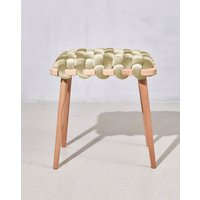 Gewebter Hocker in Champagner Samt, Samthocker, Gewebter Hocker, Moderner Schlafzimmer Holzhocker, Designer von KNOTSstudio