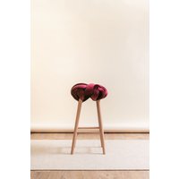 Lila Samt Knoten Barhocker, Design Stuhl, Moderner Industrie Hocker, Holz Barstuhl, Barhocker von KNOTSstudio