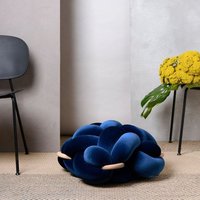 Mittlerer Knoten Bodenkissen in Samt Nachtblau, Ottoman, Pouf, Moderner Kissen, Pouf Ottomane, Ottomanen von KNOTSstudio