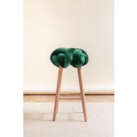 Smaragdgrüner Samt Knoten Barhocker, Design Stuhl, Moderner Industrie Hocker, Holz Barstuhl, Barhocker von KNOTSstudio