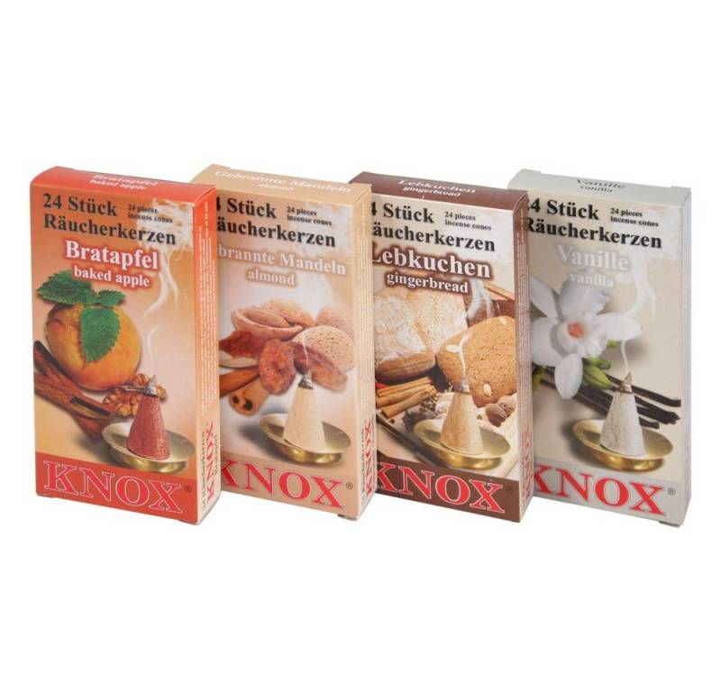KNOX Duftkerze 078660, Räucherkerzen 4er Set: Weihnachtsbäckerei, Räucherkerzen Größe M - Inhalt jeweils 24 Stück - Made in Germany KNOX Duftkerze 078660, Räucherkerzen 4er Set: Weihnachtsbäckerei, Räucherkerzen Größe M - Inhalt jeweils 24 Stück - Made in Germany von KNOX