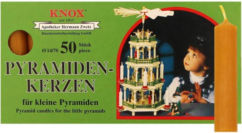 KNOX Duftkerze 1 x Päckchen- Pyramidenkerzen 14 mm Länge 74 mm NATUR - 50er Packung von KNOX