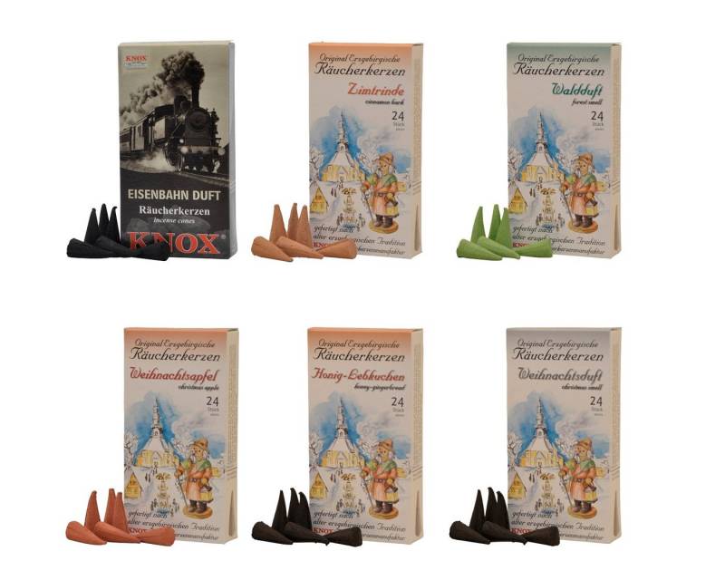 KNOX Duftkerze Räucherkerzen Eisenbahnduftset - Erzgebirgsbahn - 6er Set, für Reiseträumende und Wohlfühler - Made in Germany KNOX Duftkerze Räucherkerzen Eisenbahnduftset - Erzgebirgsbahn - 6er Set, für Reiseträumende und Wohlfühler - Made in Germany von KNOX
