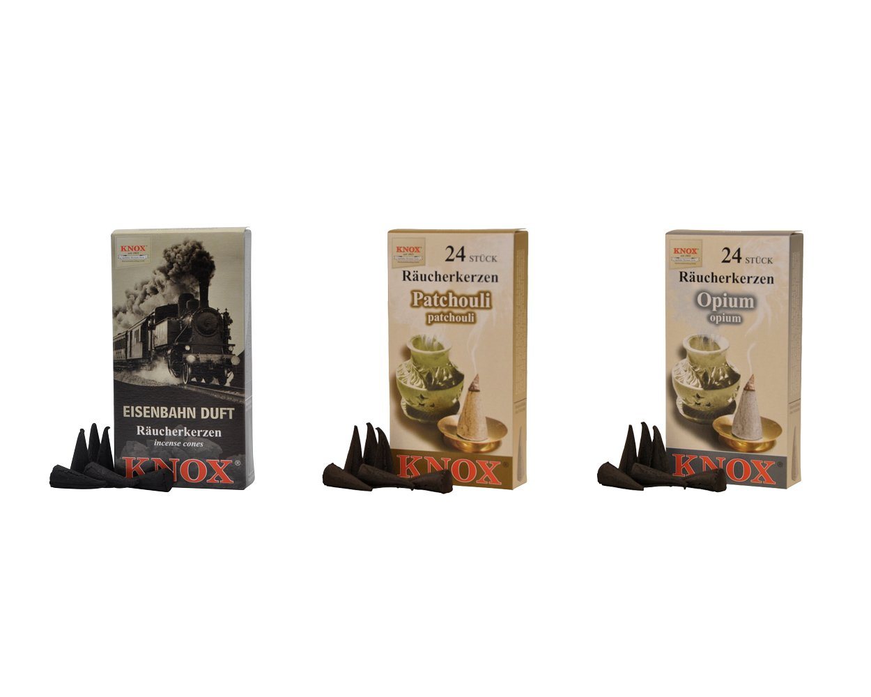 KNOX Duftkerze Räucherkerzen Eisenbahnduftset - Maharaja Express - 3er Set, für Reiseträumende und Wohlfühler - Made in Germany von KNOX