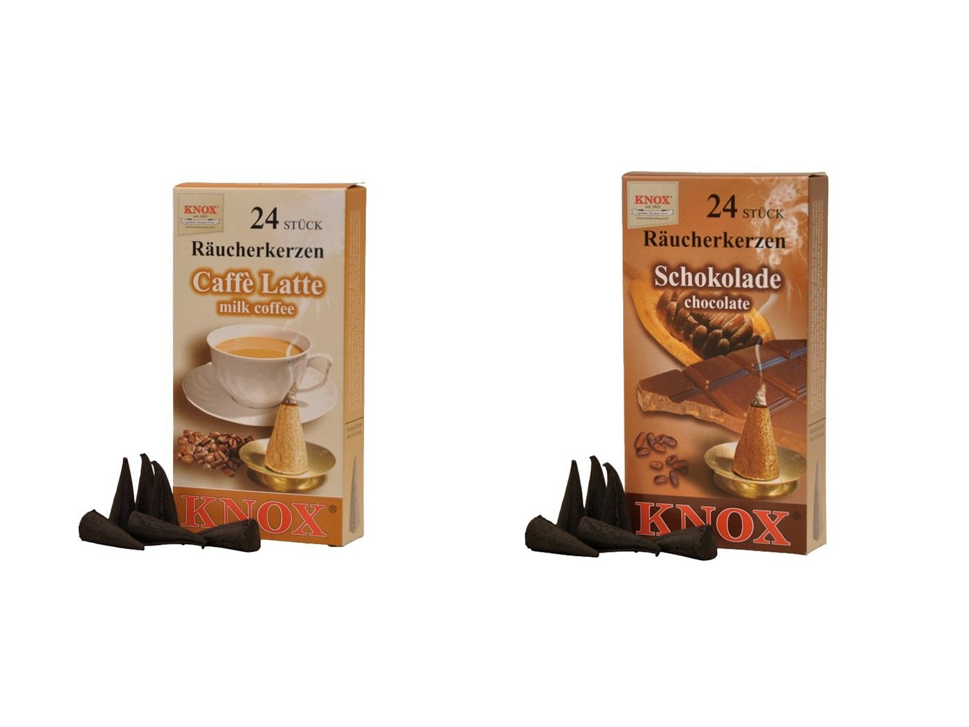 KNOX Duftkerze Räucherkerzen Kaffeduftset - Caffé Mocha - 2er Set -, entspannende Düfte wie im Café für Zuhause - Made in Germany von KNOX