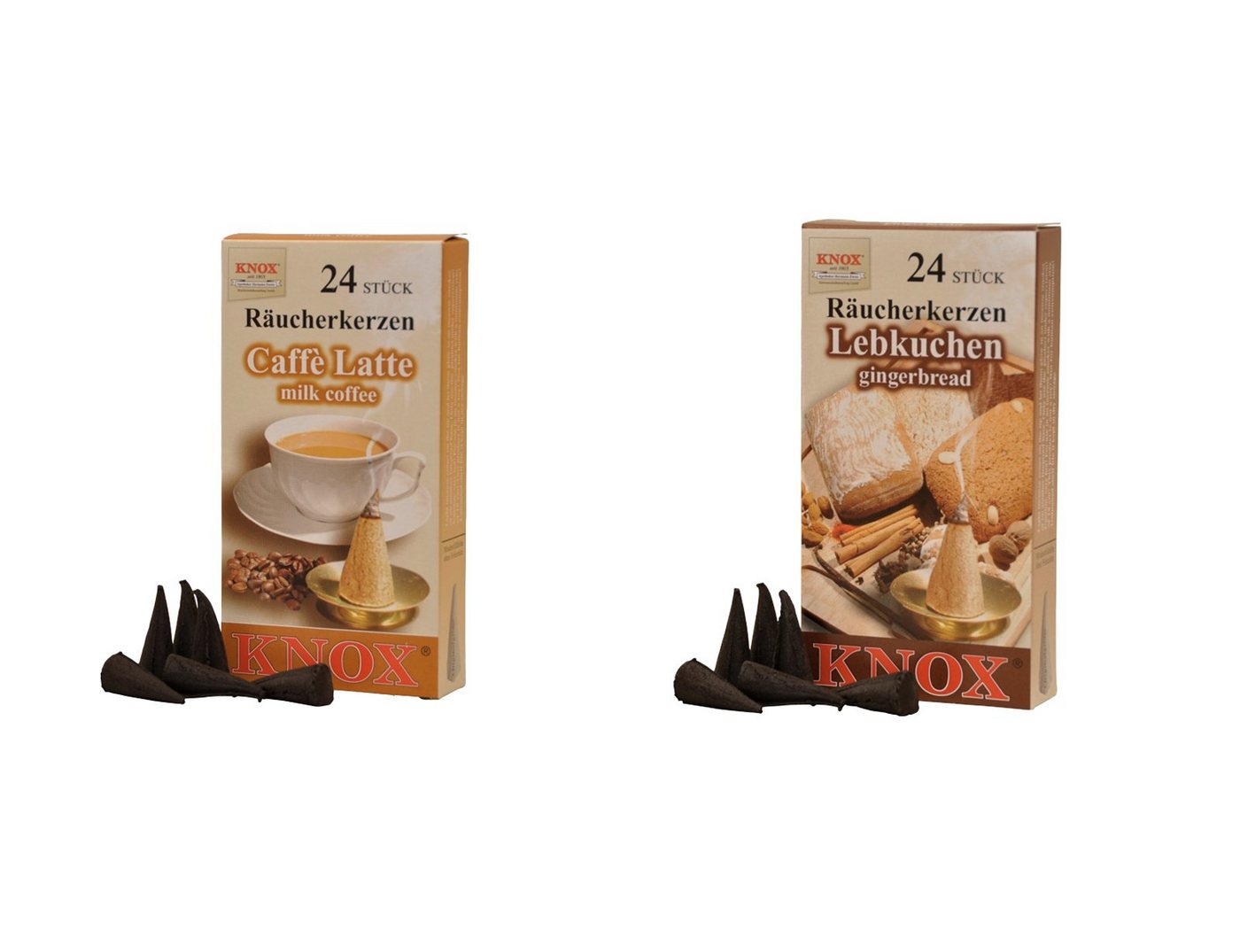 KNOX Duftkerze Räucherkerzen Kaffeduftset - Weihnachtskaffee - 2er Set -, entspannende Düfte wie im Café für Zuhause - Made in Germany von KNOX