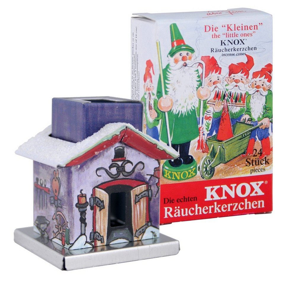 KNOX Räucherhaus Schmiede (Mini) inkl. 24 Räucherkerzen Bunte Mischung", Räucherkerzen Größe S, Räucherhaus aus Metall" von KNOX