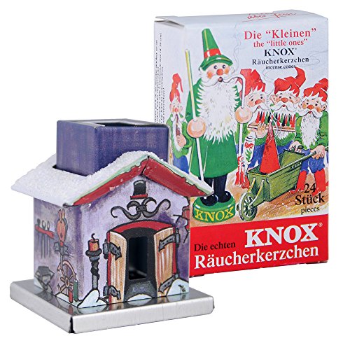 KNOX - Räucherhaus The Little One aus Metall für Räucherkerzen Größe S - Motiv: Schmiede - Höhe: ca. 4,5 cm - Inklusive 24 Stück Räucherkerzen - Duftnote: Bunte Mischung von KNOX