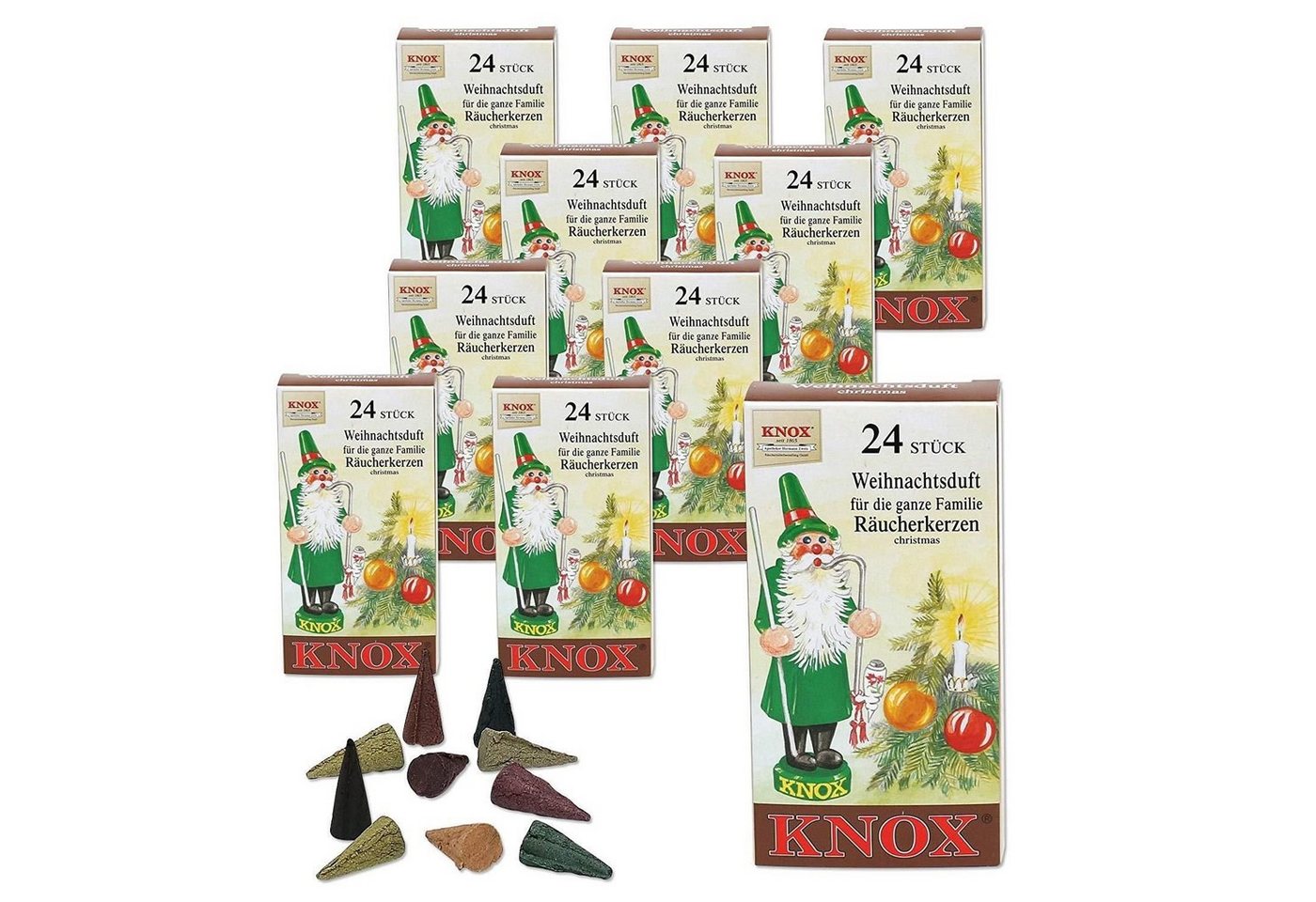 KNOX Räuchermännchen 10 Päckchen Räucherkerzen- Weihnachtsduft - 24er Packung von KNOX