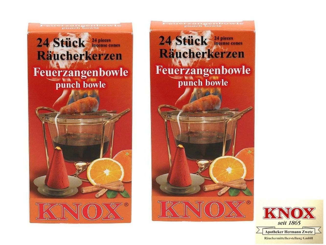 KNOX Räuchermännchen 2 Päckchen Räucherkerzen- Feuerzangenbowle - 24er Packung von KNOX
