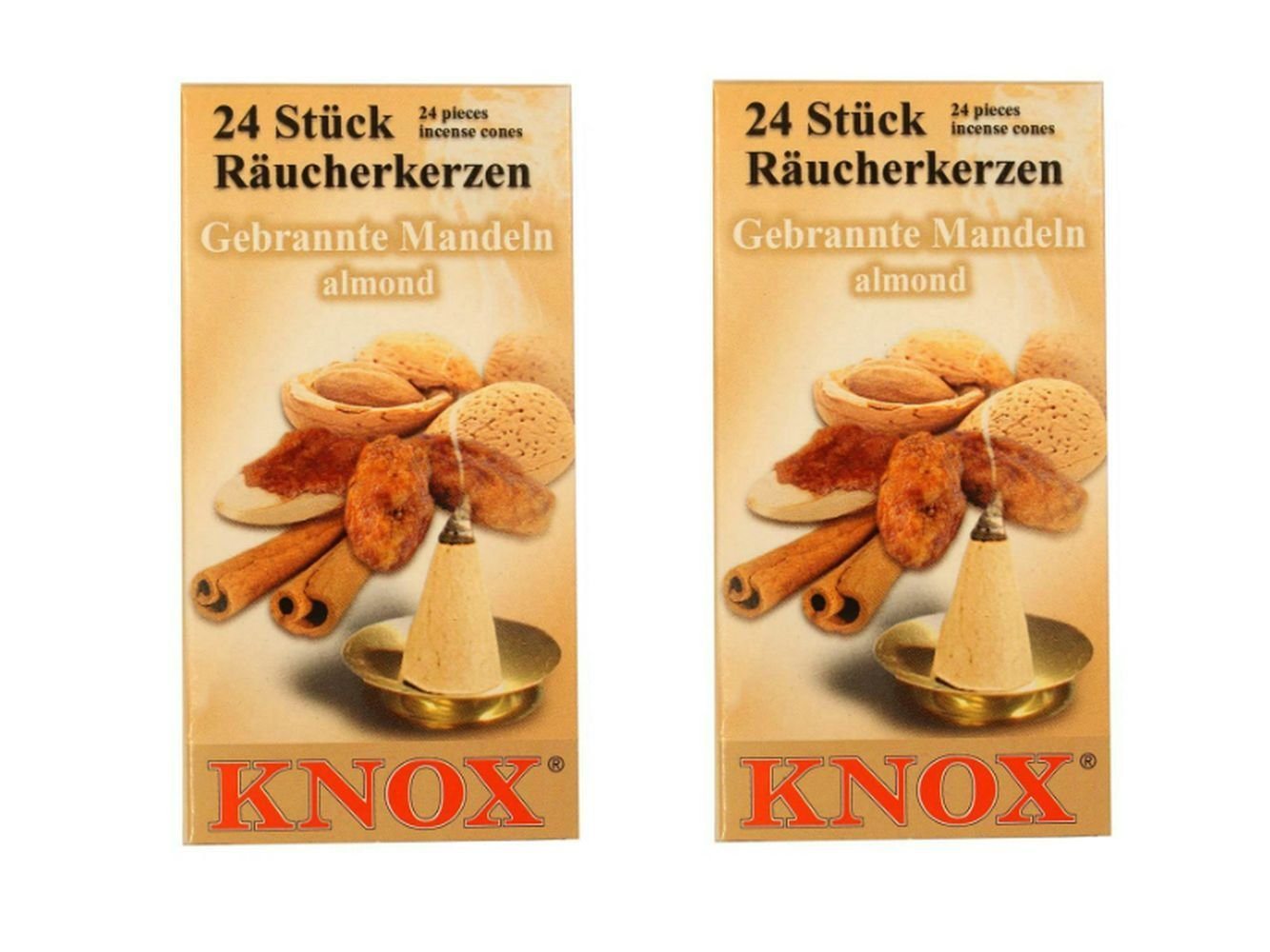 KNOX Räuchermännchen 2 Päckchen Räucherkerzen- Gebrannte Mandeln - 24er Packung von KNOX