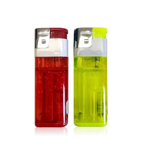 Klare Butan-Feuerzeuge, 2 Stück, Jumbo, nachfüllbar, Butan-Zigarettenanzünder, Feuerzeuge mit weicher Flamme, extra langes und langlebiges transparentes Feuerzeug für Kerzen, Campingkocher (Color : R Klare Butan-Feuerzeuge, 2 Stück, Jumbo, nachfüllbar, Butan-Zigarettenanzünder, Feuerzeuge mit weicher Flamme, extra langes und langlebiges transparentes Feuerzeug für Kerzen, Campingkocher (Color : R von KNSUCJ