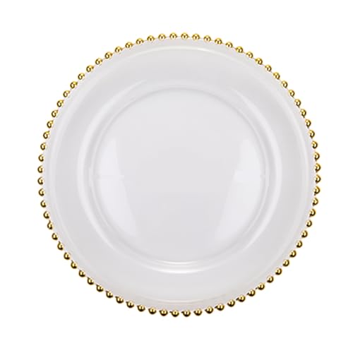 KNUFENG Runder Weißer Speiseteller Mit Kreativem Rand, Präsentationsteller, Für Salat-Dessert-Sashimi, Geburtstag Und Party, Dekorativer Teller, Glas(Size:31.7 * 2.7CM) von KNUFENG