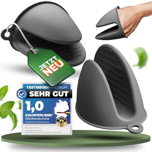 KNUSPERLIEBE® Ofenhandschuhe aus Silikon | BPA-FREI | hitzebeständig bis 240°C & spülmaschinenfest | Topfhandschuhe zum Kochen,Topflappen, Backen & Grillen | Kochhandschuhe Backhandschuhe von KNUSPERLIEBE