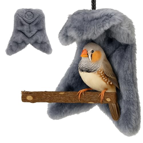 KNUTI Bird Corner Fleecedecke – weiche, gemütliche Käfigeinlage für Papageien, Sittiche, Nymphensittiche und kleine Vögel – 15,2 cm graue Hängematte – warmes Winter-Vogelkäfig-Zubehör (klein) von KNUTI