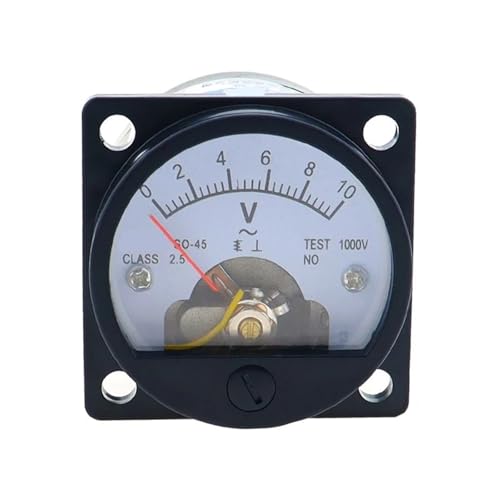 1PC Voltmeter SO-45 AC 5V 10V 15V 20V 30V 50V 100V 150V 200V 250V 300V Rundes analoges Zifferblatt-Panelmeter Voltmeter-Messgerät Schwarz(1V_47X47MM) von KNUUXHDDK