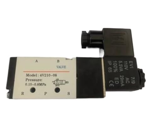 5-Wege-2-Positionen-Elektromagnetventil 4V210-08 24 V DC12 V AC110 V AC220 V 1/4 Zoll Anschlussgröße(Transparent,AC36V) von KNUUXHDDK