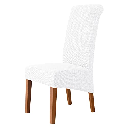 KNVSS Esszimmerstuhl Hussen, Stuhlhussen 2/4/6er Set Stretch, Stuhlbezug Moderne Stuhlüberzug Elastische Abnehmbar Waschbar Spannbezug (Weiß,6er Set) von KnvsS