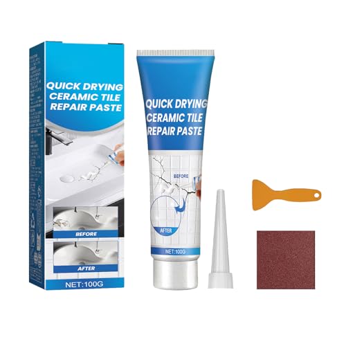 KOAHDE Keramikfliesen Reparatur Paste,Badewannen Reparaturset Acryl,Wasserdichtes Und Auslaufsicheres Keramik Reparatur,Wasserdichtes Keramik Reparatur Set,Spülbecken-Reparaturset für Kratzer,100G von KOAHDE