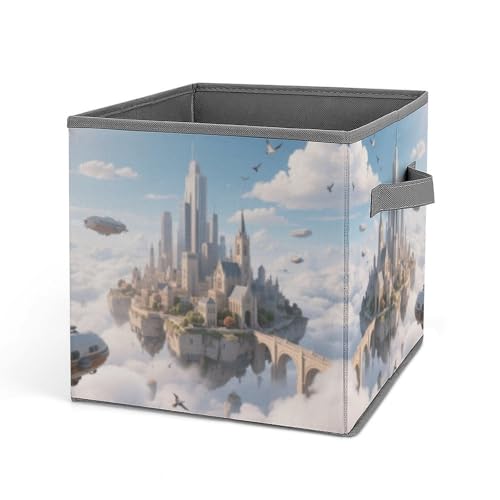 Home Wäschekorb Castle in The Sky Bedruckte Aufbewahrungsbox Geeignet für Zuhause Badezimmer Schlafzimmer Kleidung Aufbewahrungsbox von KOAYUBFC