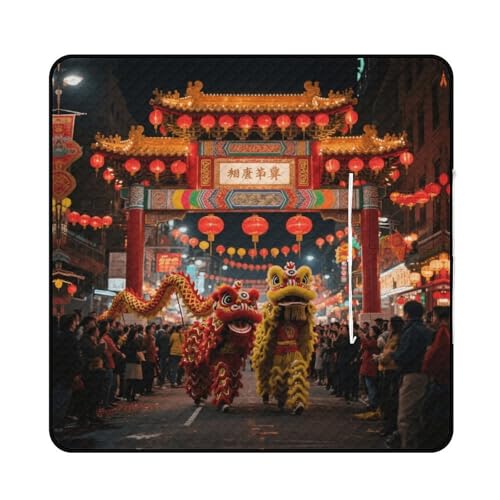 KOAYUBFC Chinatown Strandmatte, bedruckt, tragbar, extra groß, Picknick-Matte, geeignet für Reisen, Wandern, Musik, Festivals, Rasen, Strände, Picknicks im Freien von KOAYUBFC