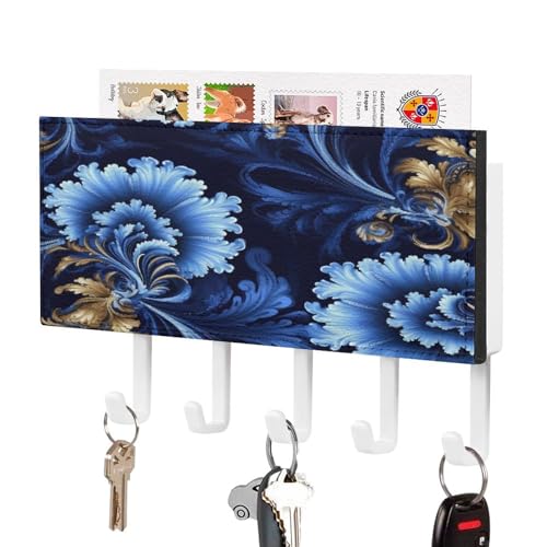 KOAYUBFC Klassischer blauer Schlüsselhalter Wandhalterung Schlüsselhalter Dekorative Schlüsselhalter an Wand Schlüssel Haken Wände Kleber für Tür Flur Eingang von KOAYUBFC