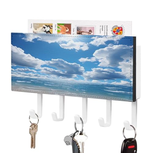 KOAYUBFC Ocean and White Cloud Key Holder Wall Mount Key Holder Decorative Keys Holders on Wall Keys Hooks Walls Adhesive for Doorway Hallway Entryway von KOAYUBFC