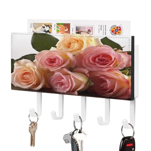KOAYUBFC Rosen Blume Schlüsselhalter Wandhalterung Schlüsselhalter Dekorative Schlüsselhalter an Wand Schlüssel Haken Wände Kleber für Tür Flur Eingang von KOAYUBFC