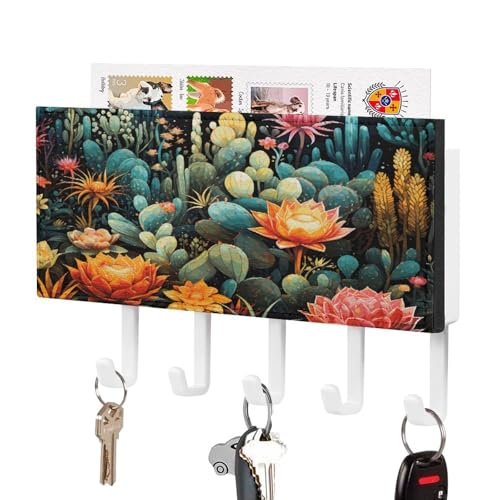 KOAYUBFC Schlüsselhalter mit buntem Kaktus-Muster, Wandhalterung, dekorativer Schlüsselhalter an Wand, Schlüsselhaken, Wände, selbstklebend für Tür, Flur, Eingang KOAYUBFC Schlüsselhalter mit buntem Kaktus-Muster, Wandhalterung, dekorativer Schlüsselhalter an Wand, Schlüsselhaken, Wände, selbstklebend für Tür, Flur, Eingang von KOAYUBFC