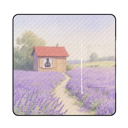 KOAYUBFC Strandmatte, Lavendelhütte, bedruckt, tragbar, extra groß, Picknick-Matte, geeignet für Reisen, Wandern, Musikfestivals, Rasen, Strände, Picknicks im Freien von KOAYUBFC