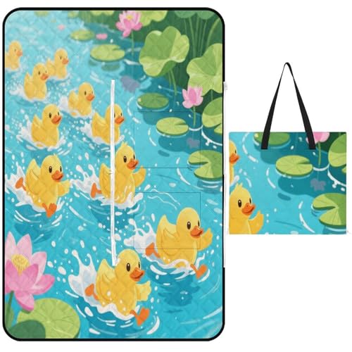 KOAYUBFC Strandmatte, Motiv: Enten im Schwimmen, bedruckt, tragbar, extra groß, Picknick-Matte, geeignet für Reisen, Wandern, Musikfestivals, Rasen, Strände, Picknicks im Freien von KOAYUBFC