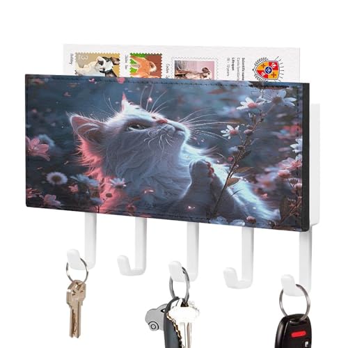 KOAYUBFC Weiße Katze in Blumen Schlüsselhalter Wandhalterung Schlüsselhalter Dekorative Schlüsselhalter an Wand Schlüssel Haken Wände Kleber für Tür Flur Eingang KOAYUBFC Weiße Katze in Blumen Schlüsselhalter Wandhalterung Schlüsselhalter Dekorative Schlüsselhalter an Wand Schlüssel Haken Wände Kleber für Tür Flur Eingang von KOAYUBFC