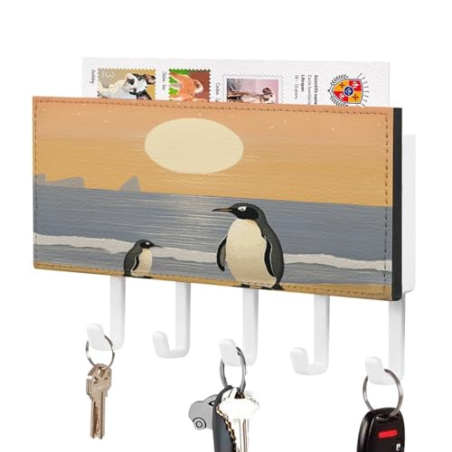 KOAYUBFC Zwei Pinguine Bilder Schlüsselhalter Wandhalterung Schlüsselhalter Dekorative Schlüsselhalter an Wand Schlüssel Haken Wände Kleber für Tür Flur Eingang von KOAYUBFC