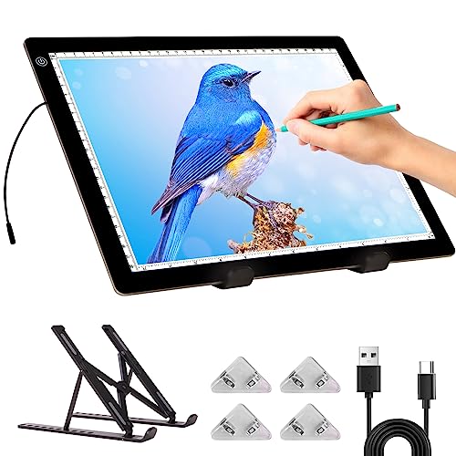 Leuchttisch A4 - Diamond Painting Leuchtplatte din A4 with Zusammenklappbarer Ständer, stufenlos dimmbare 3 Stufen Helligkeit Leuchtkasten Ultra-Thin LED Light Pad für Tracing Sketching Black Leuchttisch A4 - Diamond Painting Leuchtplatte din A4 with Zusammenklappbarer Ständer, stufenlos dimmbare 3 Stufen Helligkeit Leuchtkasten Ultra-Thin LED Light Pad für Tracing Sketching Black von KOBAIBAN