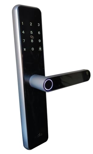 ICASA HC-E010 Smart Lock für Tür in Deep Grey Farbe. Digitales Schloss mit Wifi und 5 Öffnungsmöglichkeiten. Elektronisches Schloss mit Sicherheitssperre und APP für Fernbedienung. von icasa