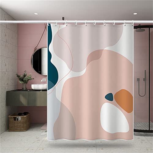 Duschvorhang, Waschbar Anti Shower Curtains, AntiSchimmel Antibakteriell Wasserabweisend Badevorhang,Duschvorhänge Aus Polyester mit 12 Duschvorhangringen Beschwertem Saum 200x200cm Abstrakte Kunst von KOBONA