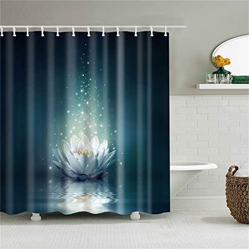 Duschvorhang 180x200cm mit Gewicht Magnet unten, Duschvorhang transparent durchsichtig für Badewanne, Antischimmel wasserdicht Shower Curtains, Badvorhang mit 12 Duschvorhangringen weißer Lotus K5220 von KOBONA