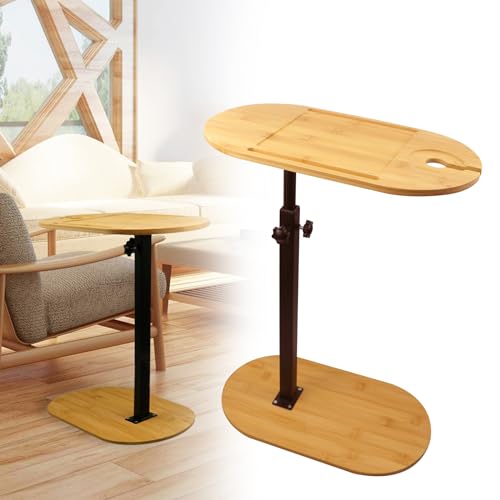 KOBSAINF Sofatablett Tisch für Coucharm - Beistelltisch Tablett für kleine Räume, Bambus Höhenverstellbarer Tisch für Bett oder Stuhl mit Telefon- & Tablet-Slots, TV-Tabletttt, Tisch für Wohnzimmer, von KOBSAINF