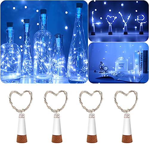 KOBWA Wine Bottle Cork String Lights, USB Powered Rechargeable Copper String Lights - 150cm 15 LEDs for Bottle DIY Wedding Halloween Christmas Party (Pack of 4) (White) von KOBWA