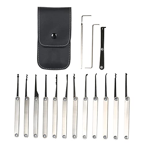 KOCAN 15 STÜCKE Lock Picking Set Edelstahl Lock Kit Praxis Training Lock Tool für Schlosser Anfänger und Profis von KOCAN