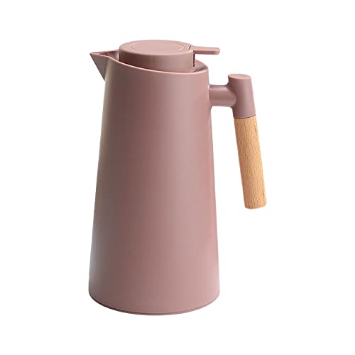 KOCAN 1L Thermo-Kaffeekaraffe Doppelwandige Vakuum-Kaffeekanne Thermokaraffe Thermoskanne mit Holzgriff Wasserkocher Isolierflasche Teekaraffe Hält heiß kalt von KOCAN