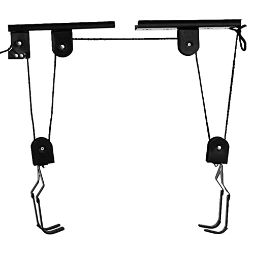 KOCAN Fahrradlift Garage, Fahrradlift Garagenaufbewahrung Bike Lift Pulley System mit 60kg Lager Overhead Bike Rack Heavy Duty Decke Fahrradaufhänger von KOCAN