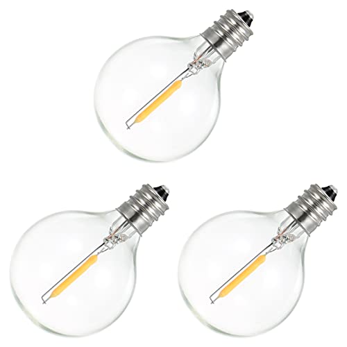 KOCAN G40-Glühbirnen,DC3V 0.1W G40 Ersatz Glühbirnen 3Pack E12 Schraubsockel Glaskugel Glühbirnen für Lichterketten Indoor Outdoor Patio Decor Warmweiß von KOCAN