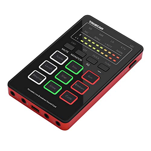 Soundkarte,KOCAN MX1 Mini-Soundkarte Voice Changer Tragbares Audio-Mischpult BT-Anschluss Typ C-Schnittstelle mit Mehreren Soundeffekten Eingebauter Akku für Live-Karaoke-Aufnahmen von KOCAN